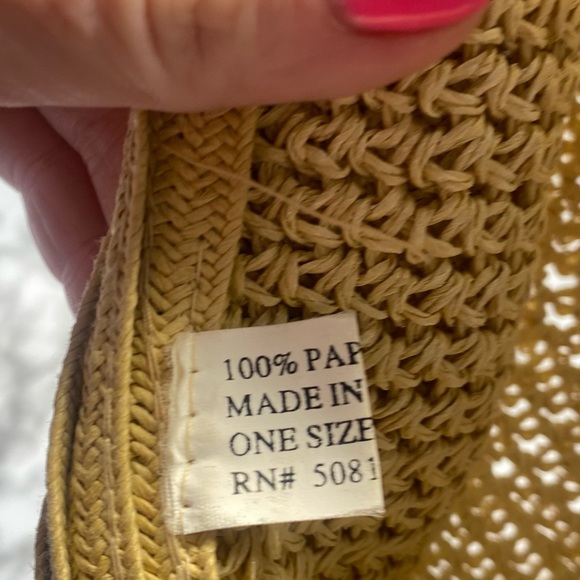 Beach Travel Cream / Tan Lightweight Packable 100% Paper Woven Wide Brim Hat - Picture 7 of 14